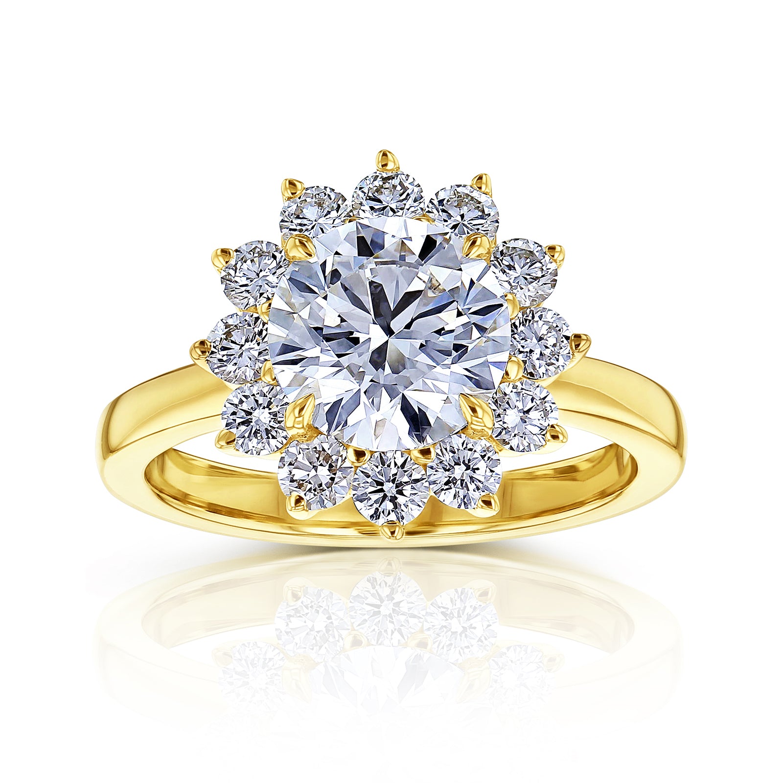 Lab Grown Diamond Burst Halo Himawari Ring