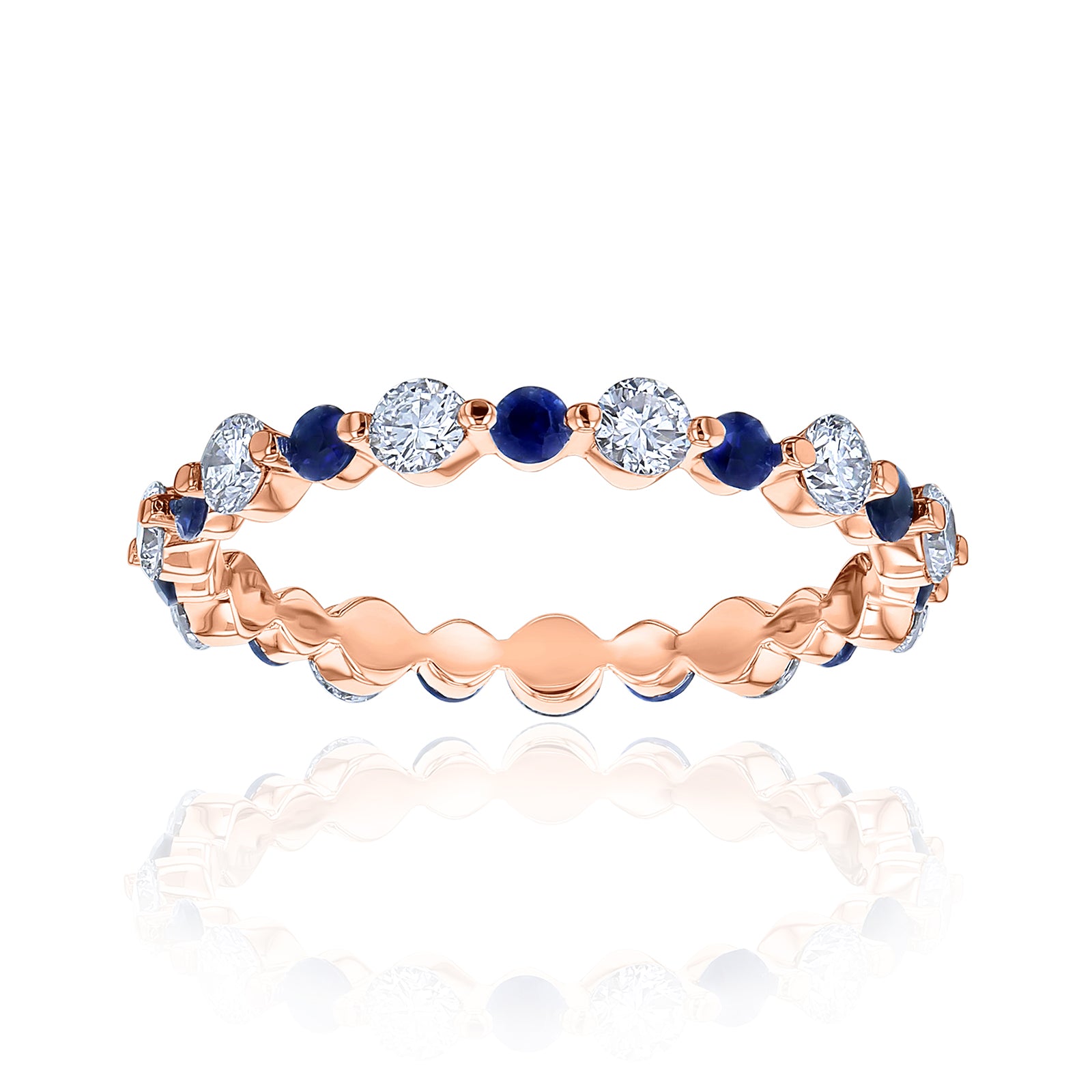 Sapphire & Diamond Alternating Bubble Eternity Ring
