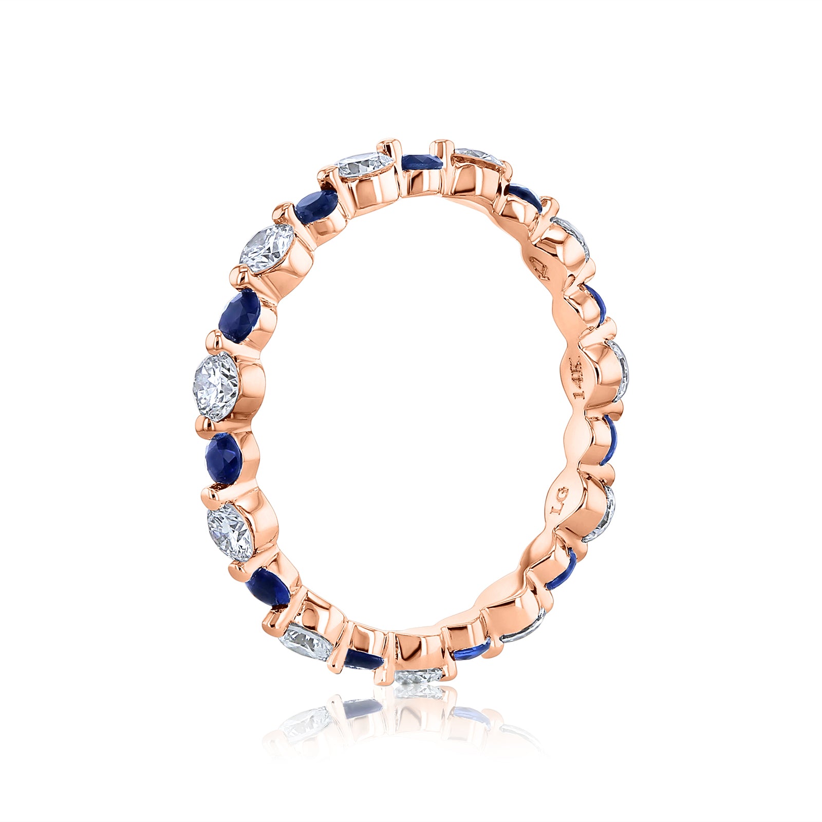 Sapphire & Diamond Alternating Bubble Eternity Ring