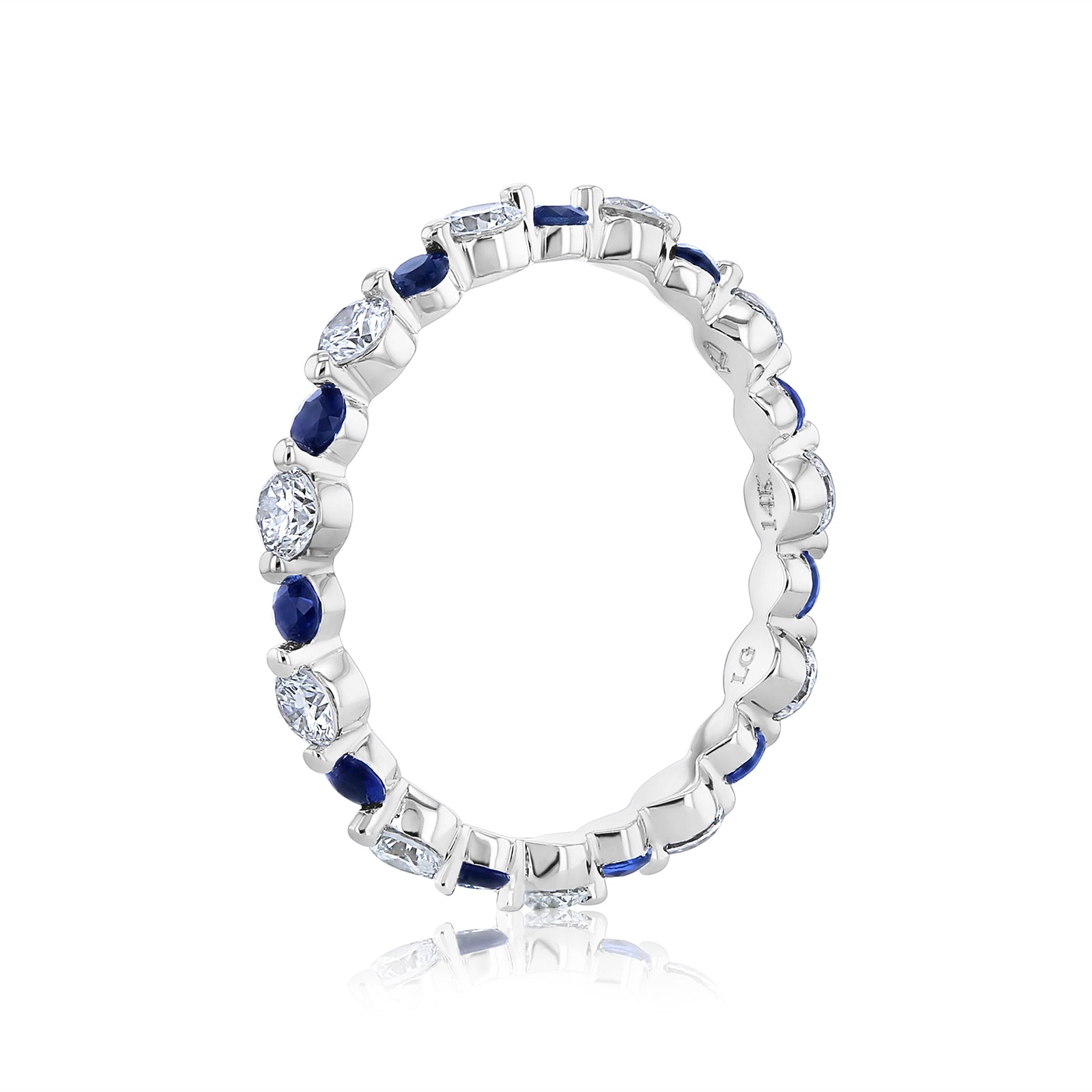 Sapphire & Diamond Alternating Bubble Eternity Ring