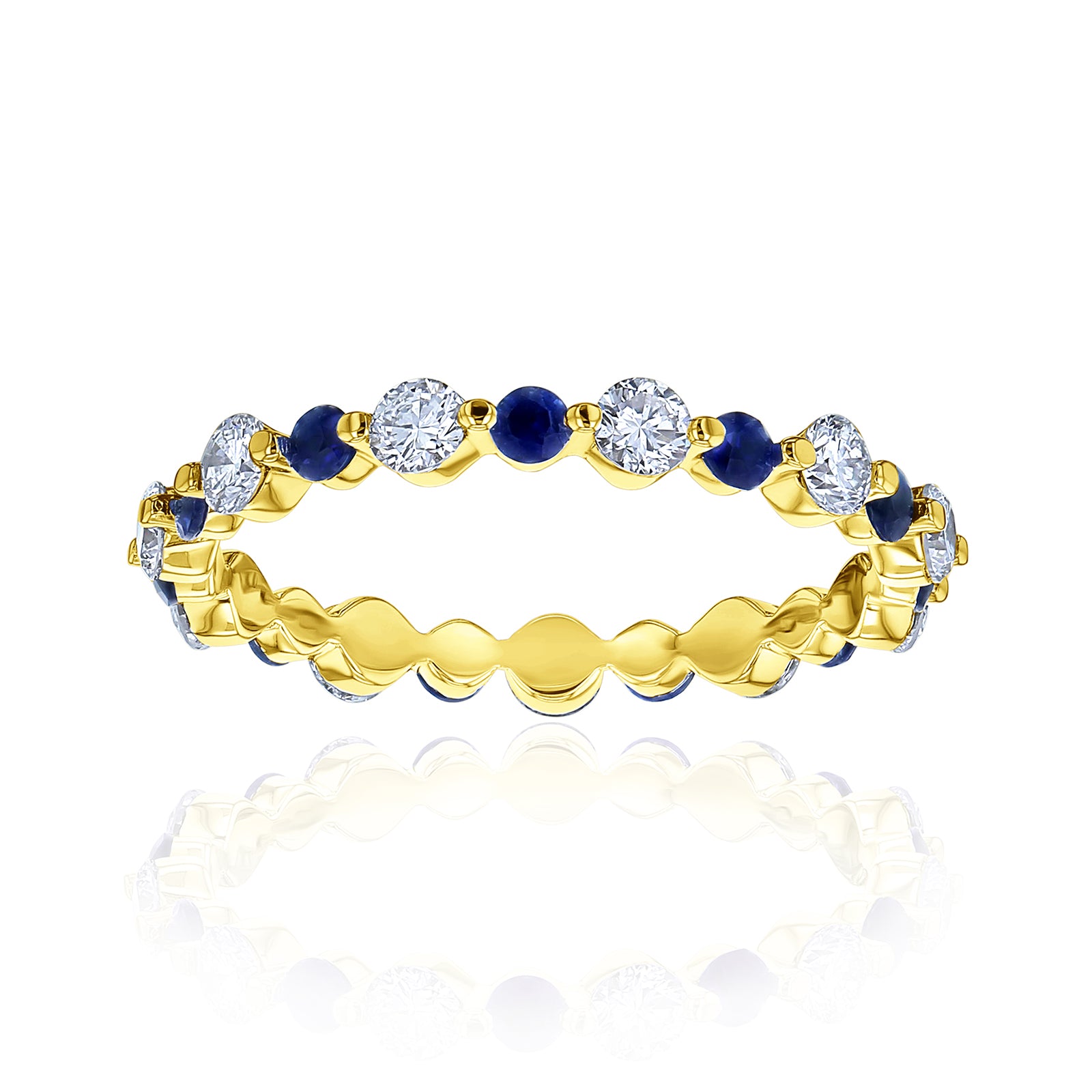Sapphire & Diamond Alternating Bubble Eternity Ring