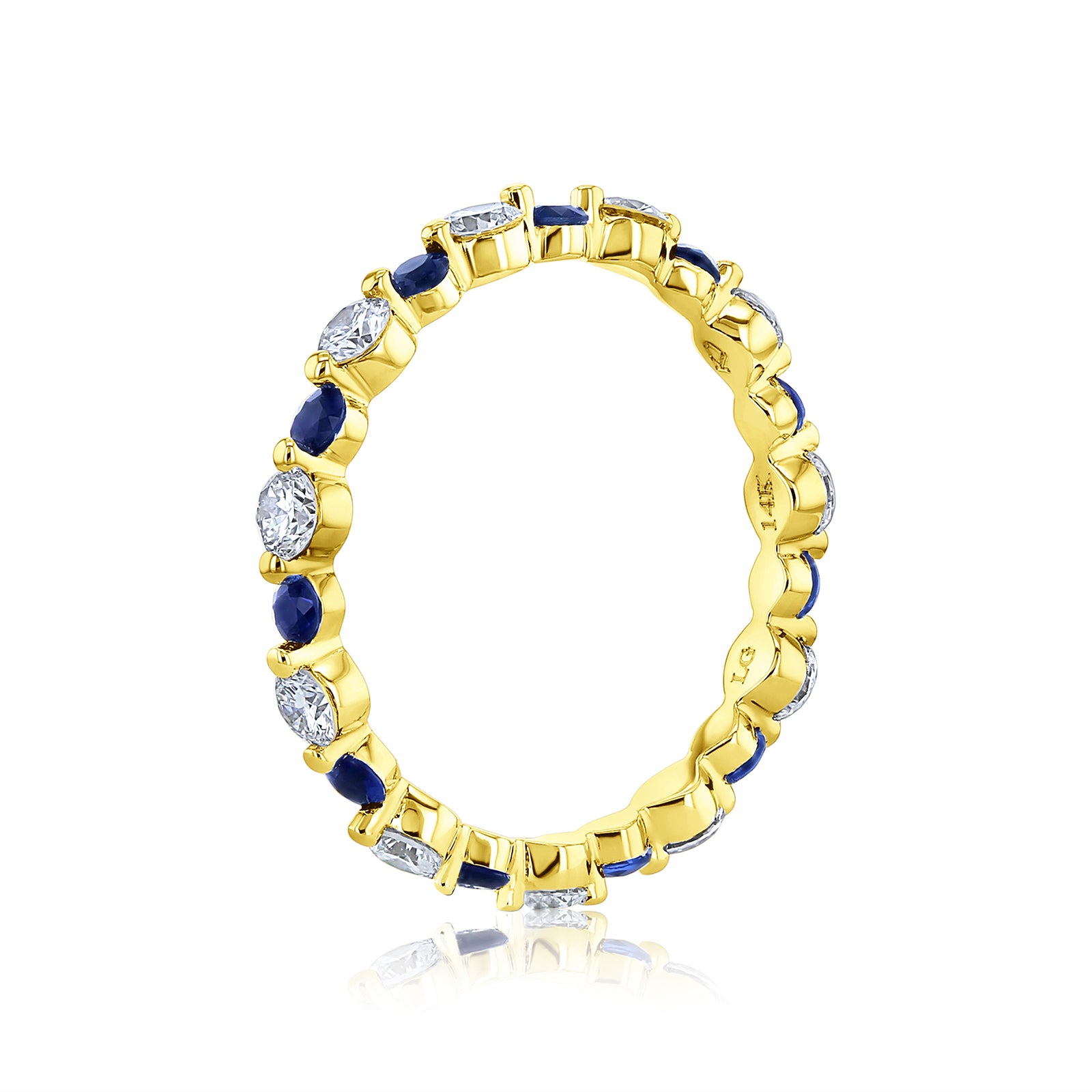 Sapphire & Diamond Alternating Bubble Eternity Ring