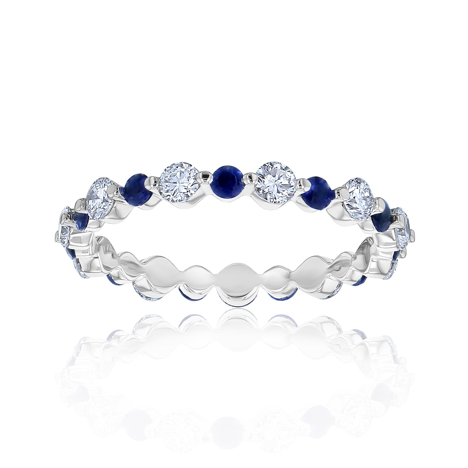 Sapphire & Diamond Alternating Bubble Eternity Ring