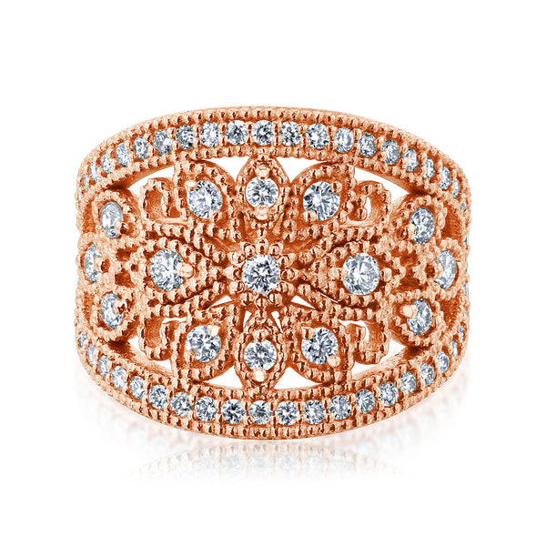 Lab Diamond Floral Statement Ring