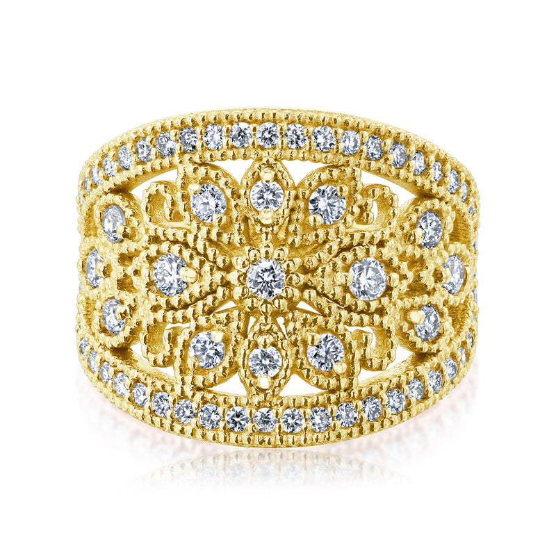 Lab Diamond Floral Statement Ring