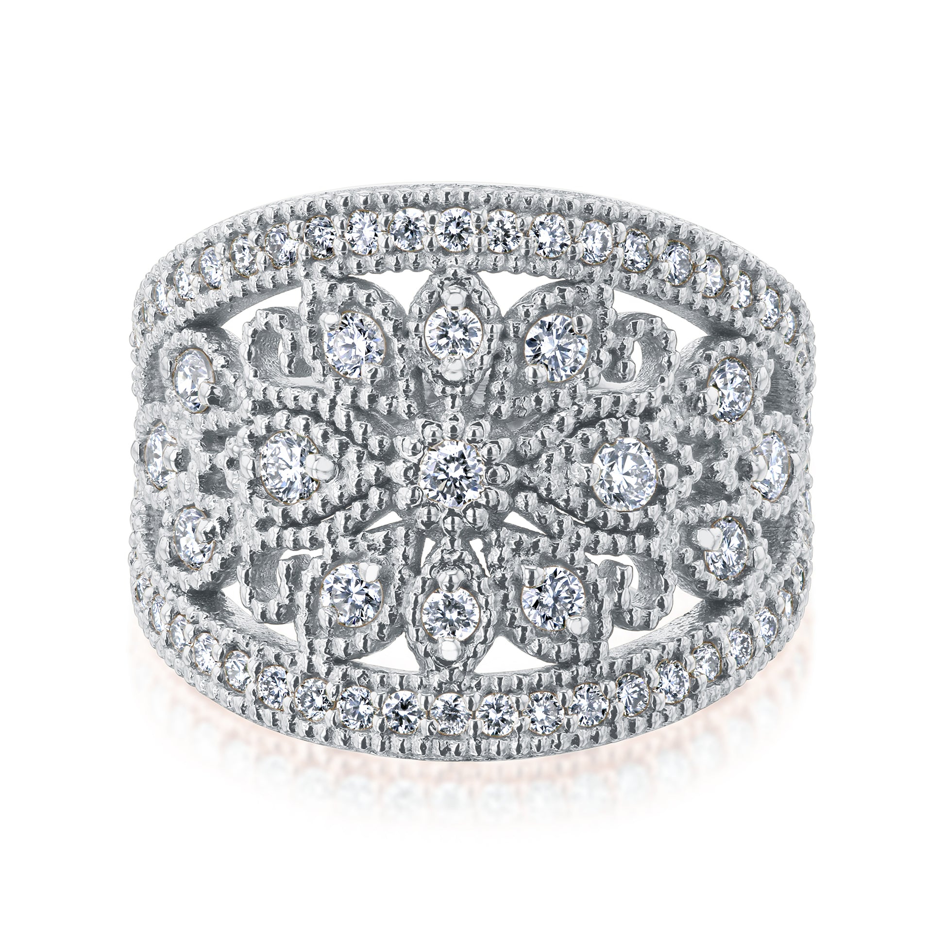 0.8 Carat Lab Grown Diamond Floral Statement Ring