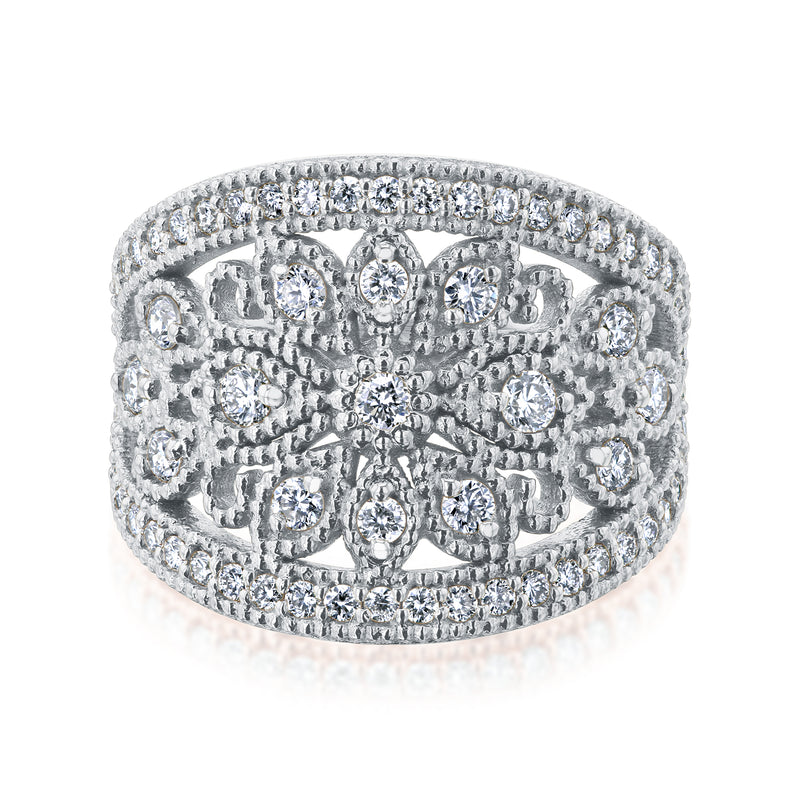 Lab Diamond Floral Statement Ring