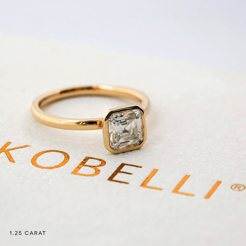 Lab Grown Diamond Solitaire Asscher Bezel Ring
