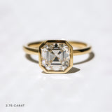 Lab Grown Diamond Solitaire Asscher Bezel Ring