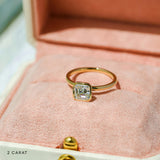Lab Grown Diamond Solitaire Asscher Bezel Ring