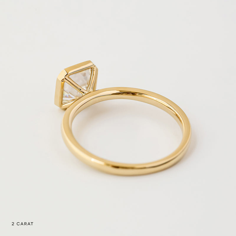 Lab Grown Diamond Solitaire Asscher Bezel Ring