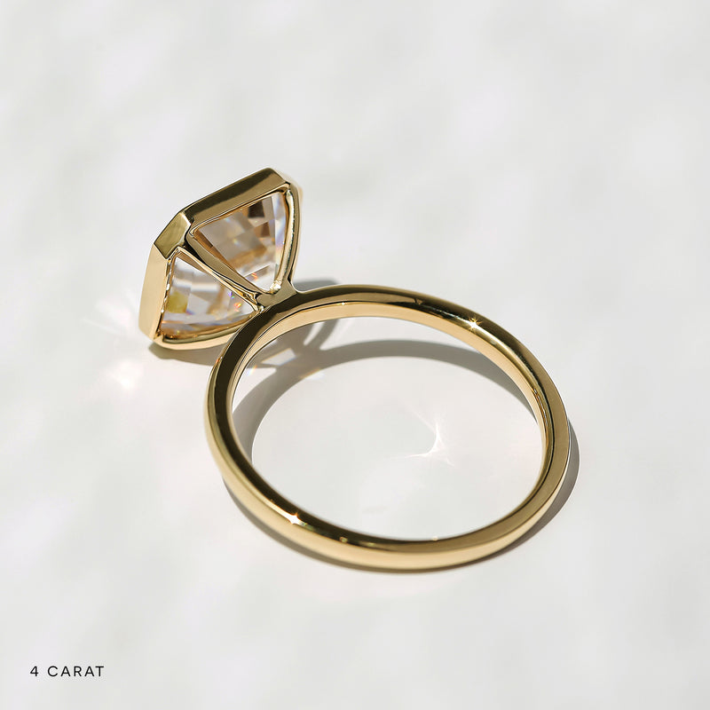 Lab Grown Diamond Solitaire Asscher Bezel Ring