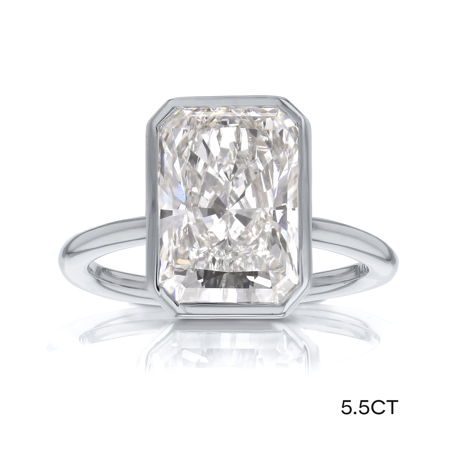 Lab Grown Diamond Solitaire Radiant Bezel Ring