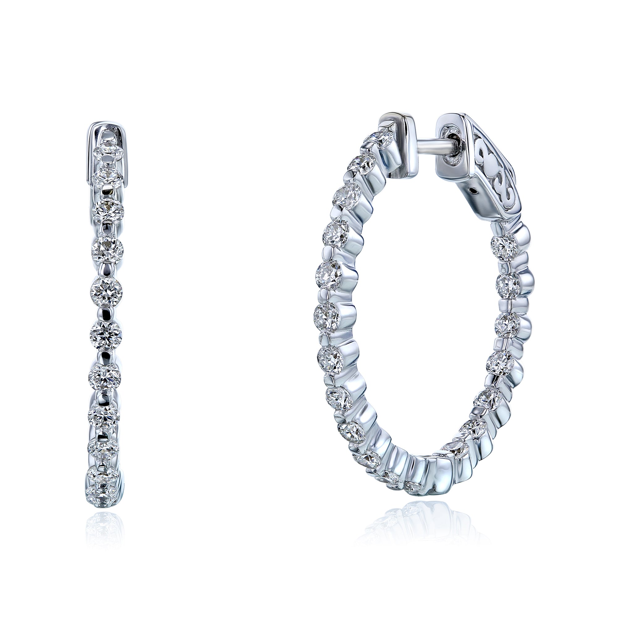 1.33 Carat Lab Grown Diamond 1" Inside Out Bubble Hoops