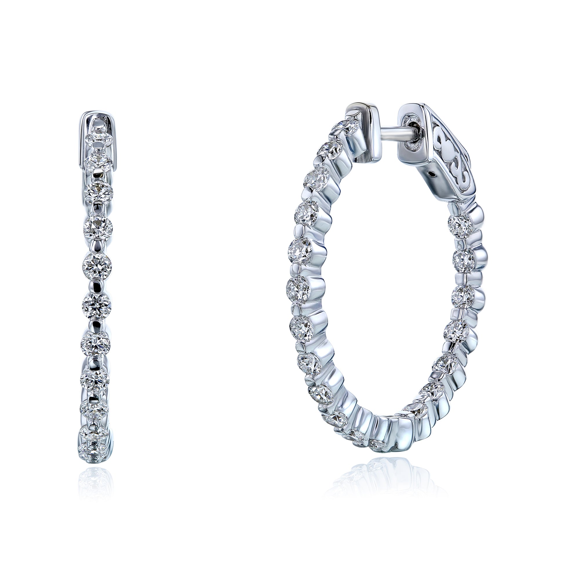 1.33 Carat Lab Grown Diamond 1" Inside Out Bubble Hoops