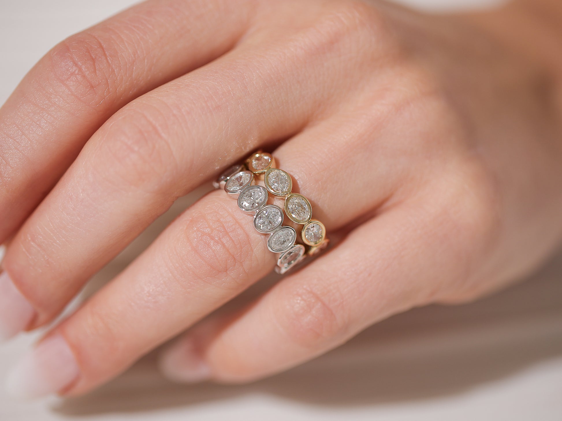 Eternal Bailey Band Oval Bezel Diamond Ring