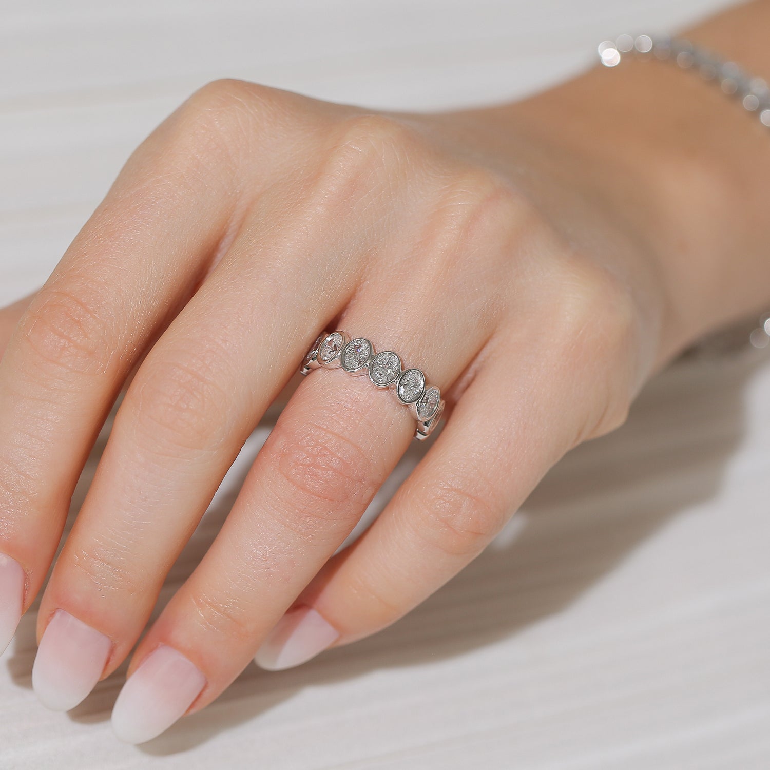 Eternal Bora Band Oval Bezel Diamond Ring