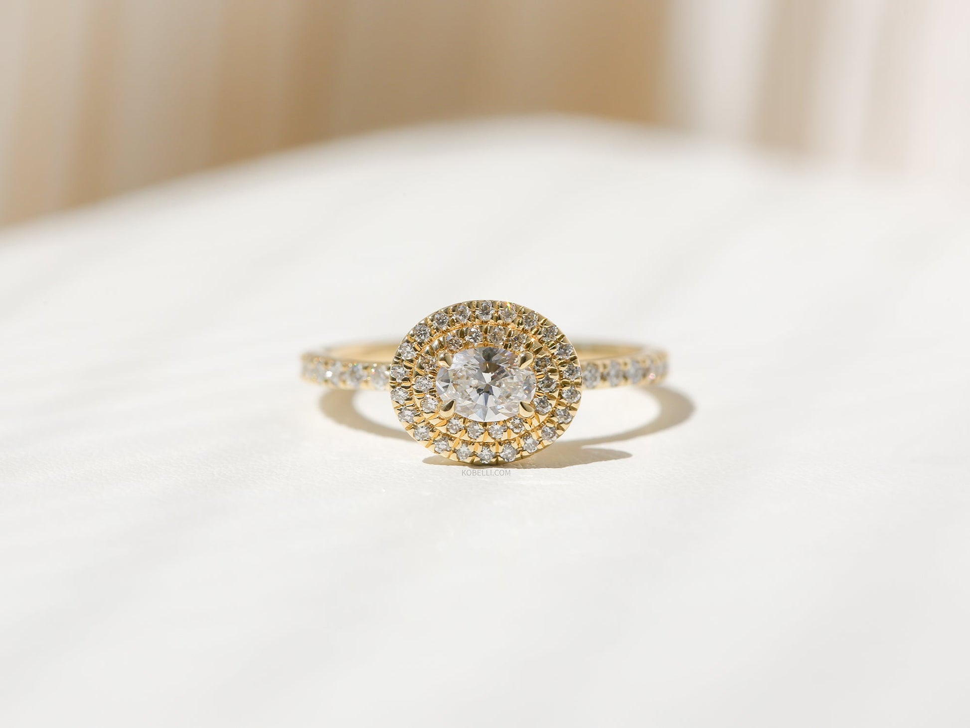 Kobelli Large Oval Diamond Halo Ethical & Sustainable Engagement Ring