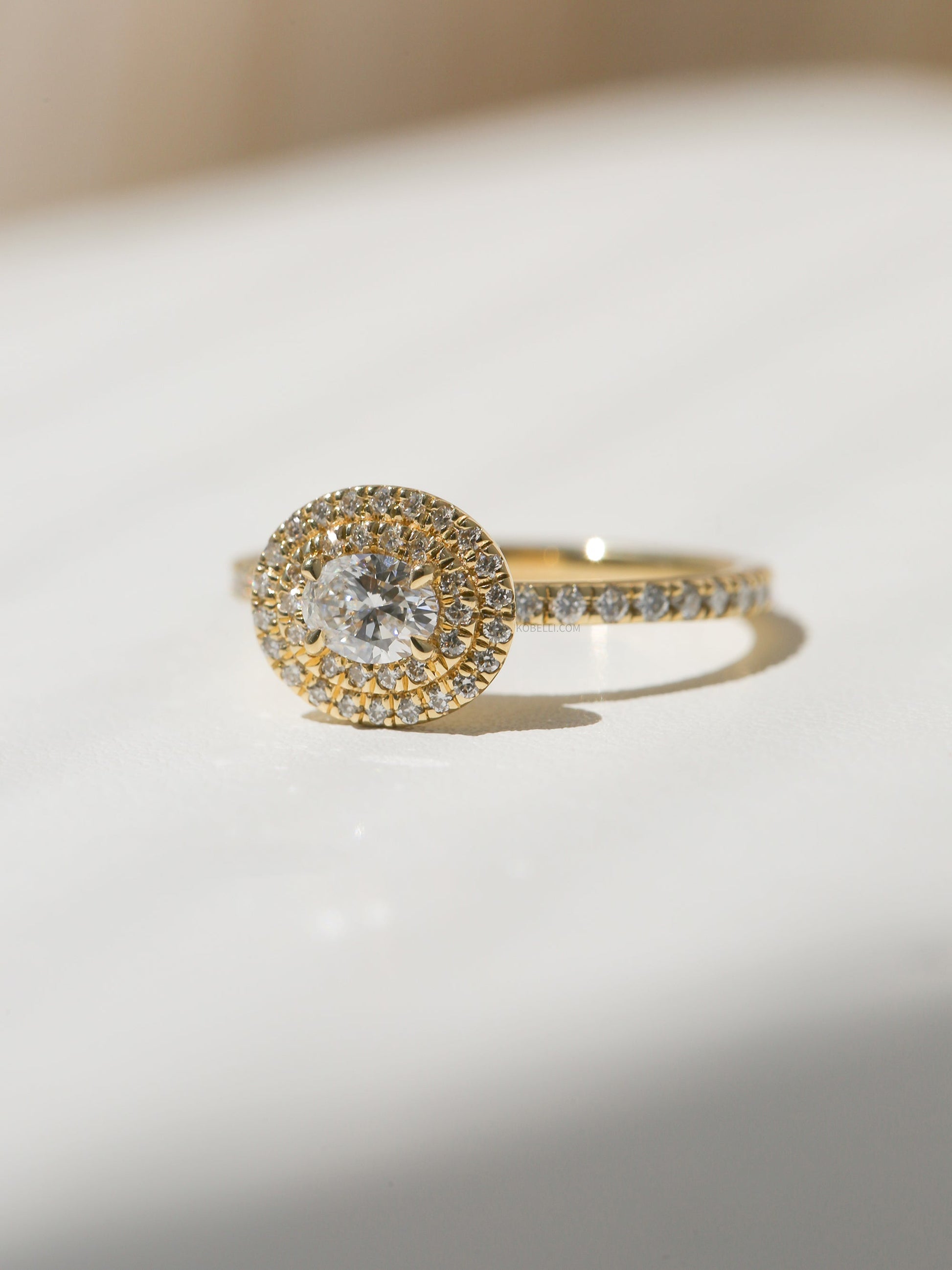 Kobelli Large Oval Diamond Halo Ethical & Sustainable Engagement Ring