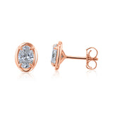 Oval Bezel Lab-Grown Diamond Studs by Kobelli in Rose Gold