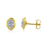 Oval Bezel Lab-Grown Diamond Studs by Kobelli in Yellow Gold