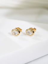 0.66 Carat Lab Grown Diamond Oval Chubby Bezel Studs