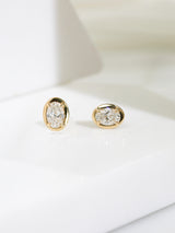 0.66 Carat Lab Grown Diamond Oval Chubby Bezel Studs