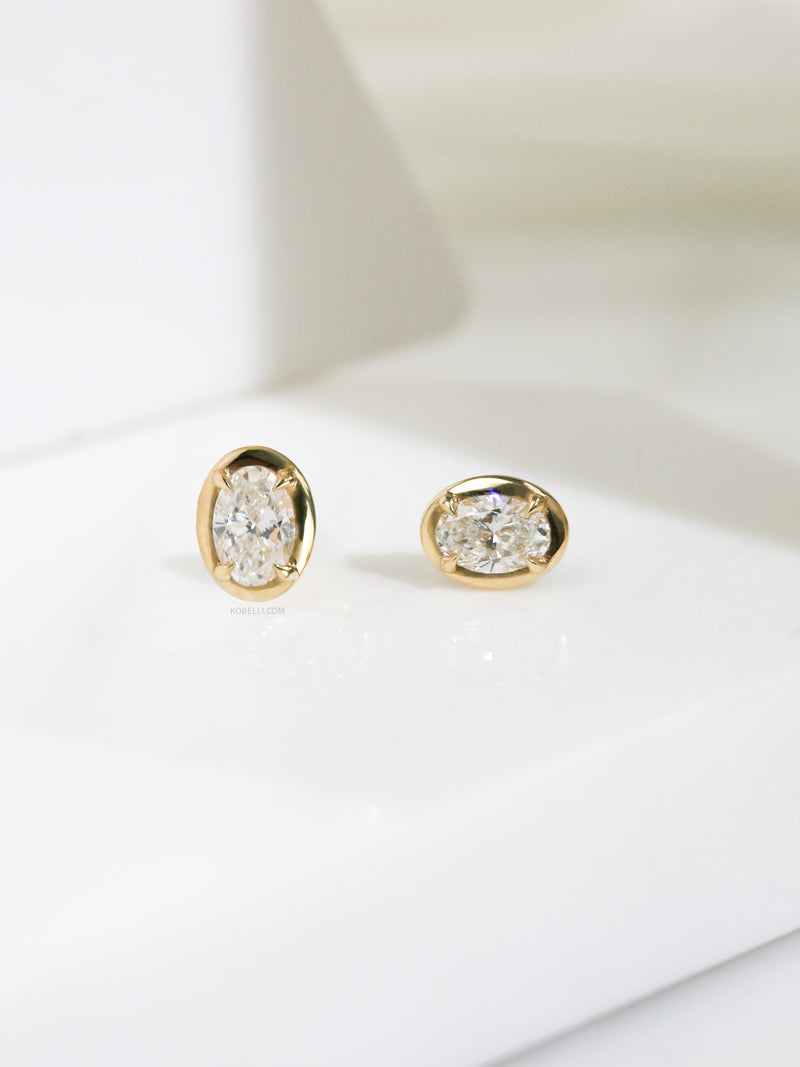 Oval Chubby Marshmallow Bezel Studs