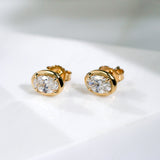 0.66 Carat Lab Grown Diamond Oval Chubby Bezel Studs