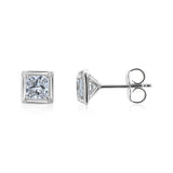 Princess Bezel Lab-Grown Diamond Studs by Kobelli in White Gold