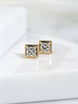 1 Carat Lab Grown Diamond Princess Chubby Bezel Studs