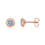 Round Bezel Lab-Grown Diamond Studs by Kobelli in Rose Gold