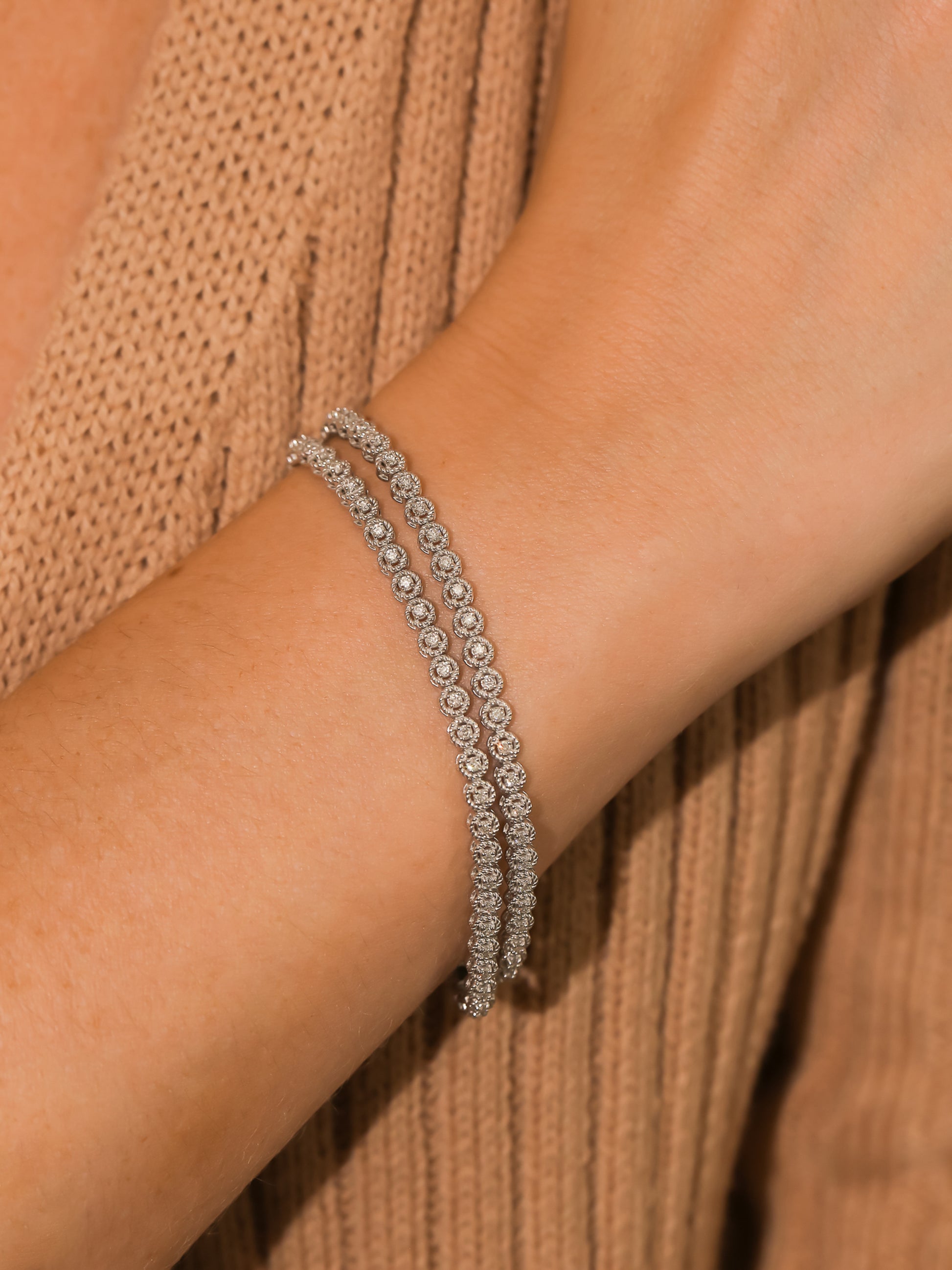 1.3 Carat Lab Grown Diamond Tennis Athena Double Strand Bracelet