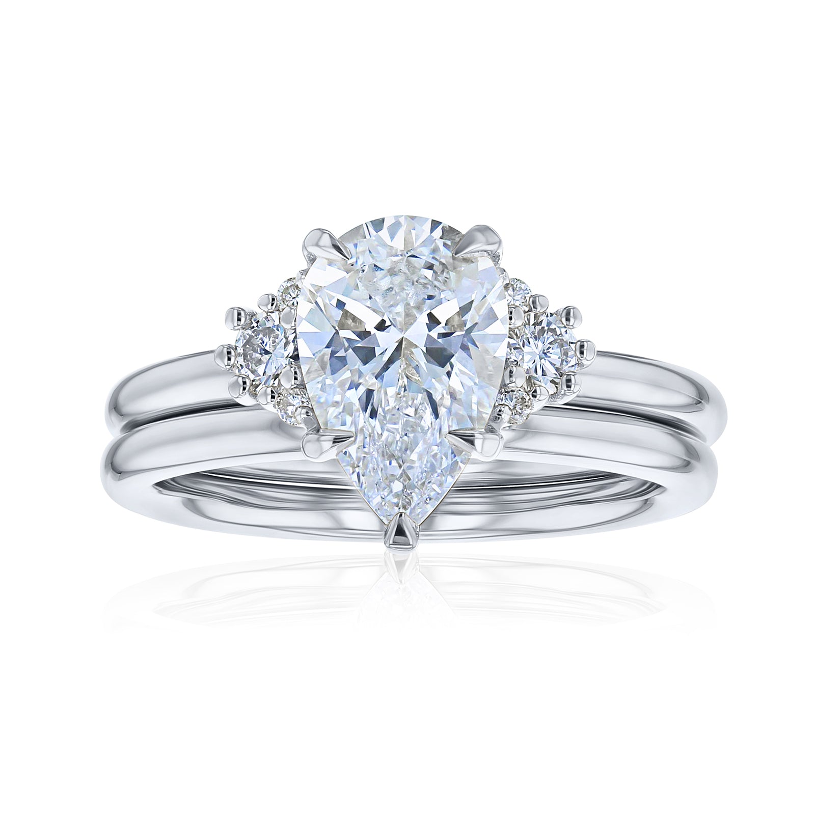 2.2 Carat Lab Grown Diamond Pear Dulce Bridal Set in White Gold