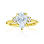 2.2 Carat Lab Grown Diamond Plain Band Pear Dulce Ring in Yellow Gold