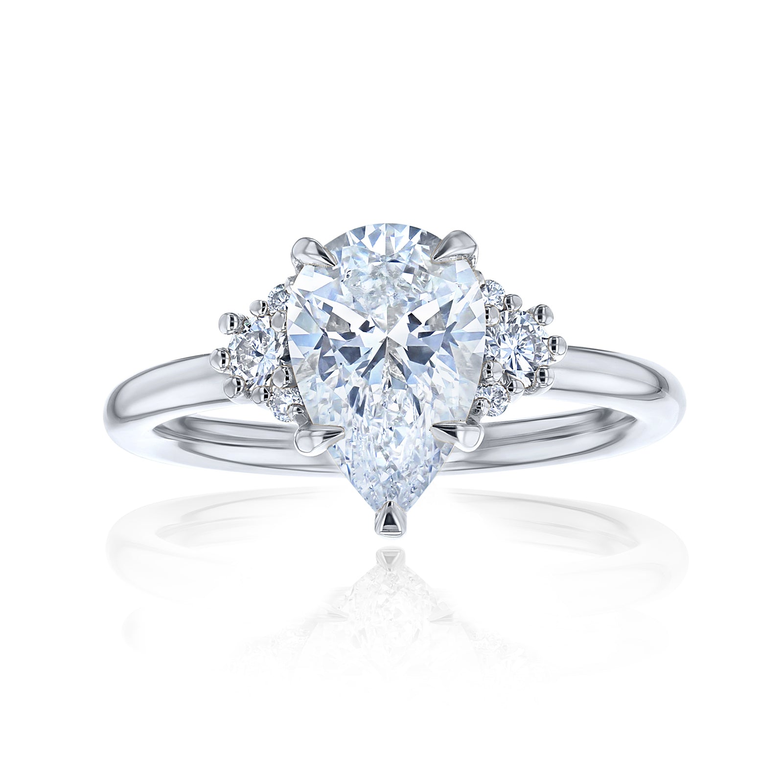 2.2 Carat Lab Grown Diamond Plain Band Pear Dulce Ring in White Gold