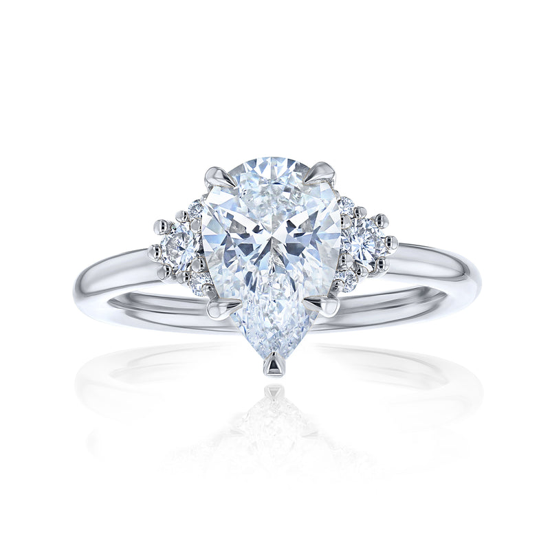 2.2 Carat Lab Grown Diamond Plain Band Pear Dulce Ring in White Gold