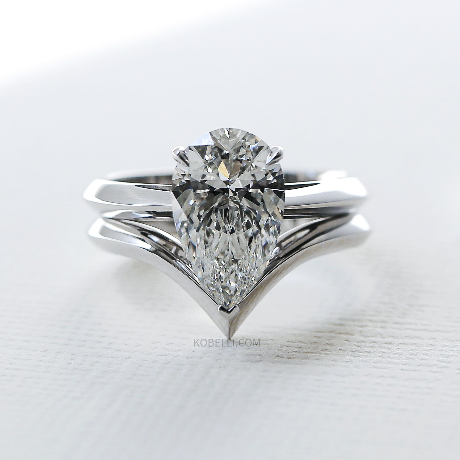 Kobelli Grown Large Pear Diamond Bridal Set