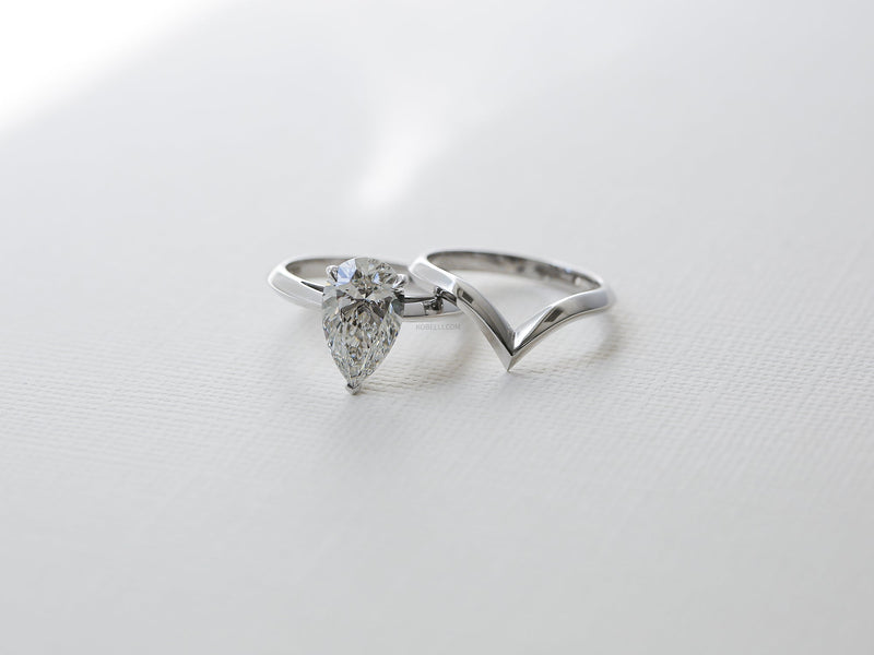 Kobelli Grown Large Pear Diamond Bridal Set