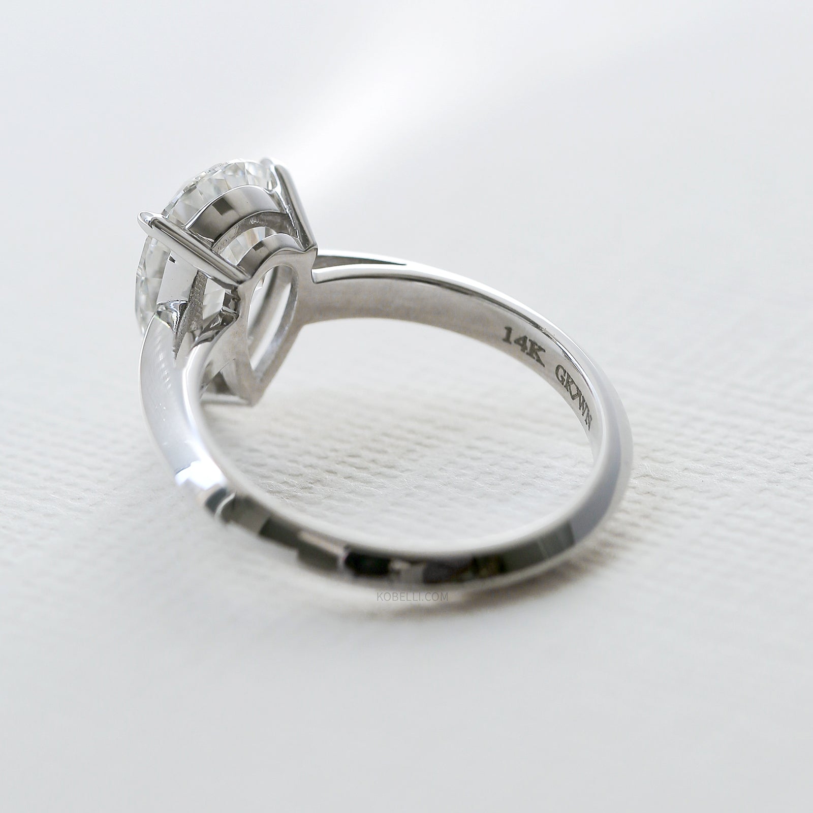 Kobelli Grown Large Pear Diamond Engagement Ring