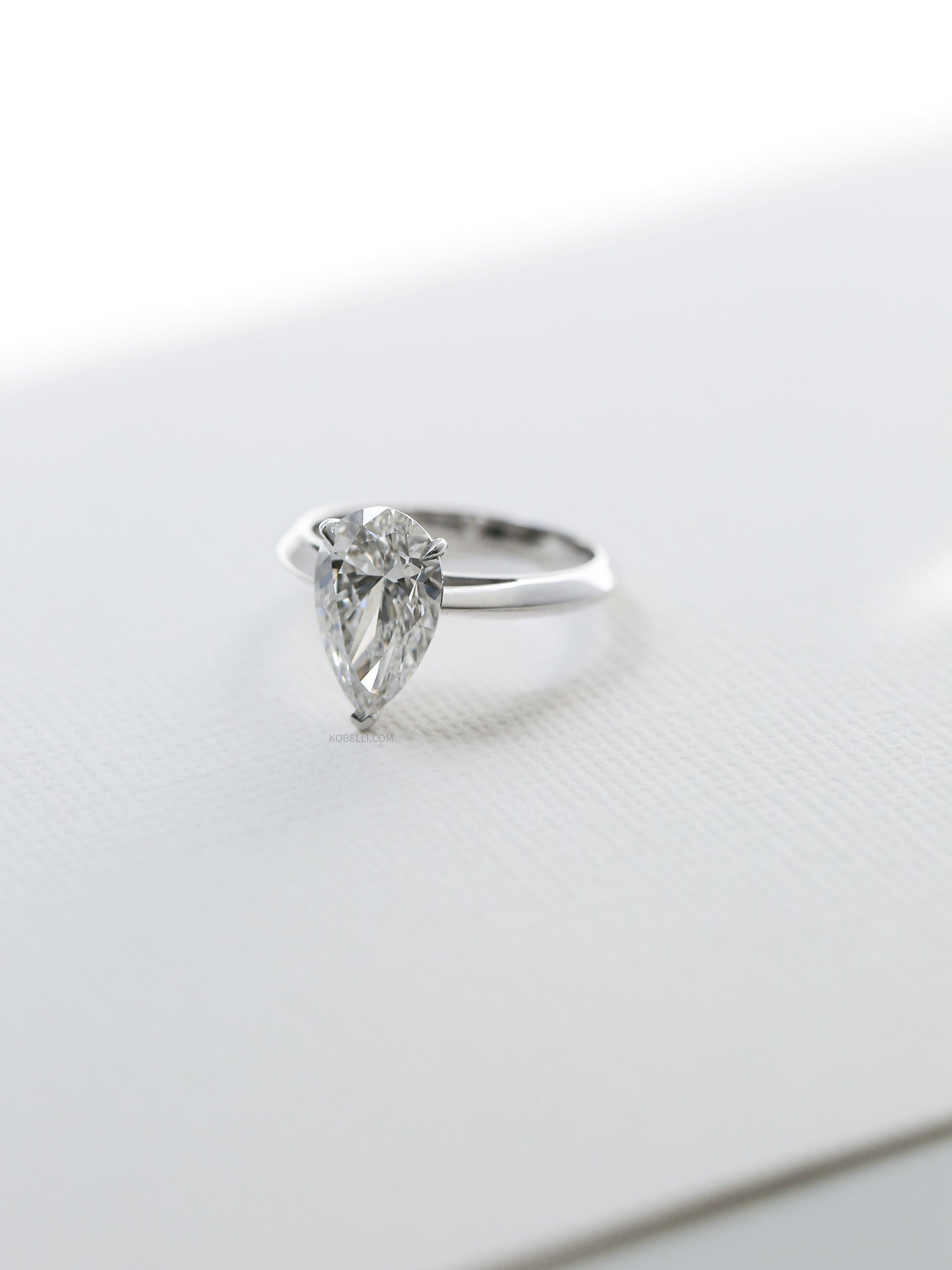 Kobelli Grown Large Pear Diamond Engagement Ring