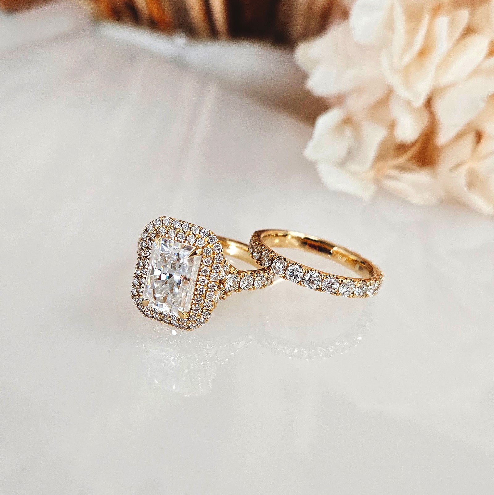 Lab Grown Diamond Double Halo Seoul Bridal Set