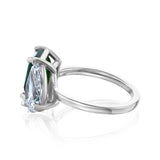 Lab Grown Diamond & Deep Green Emerald Empress Ring