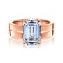 Cigar bands bridal set in rose gold with 5 carat diamond center