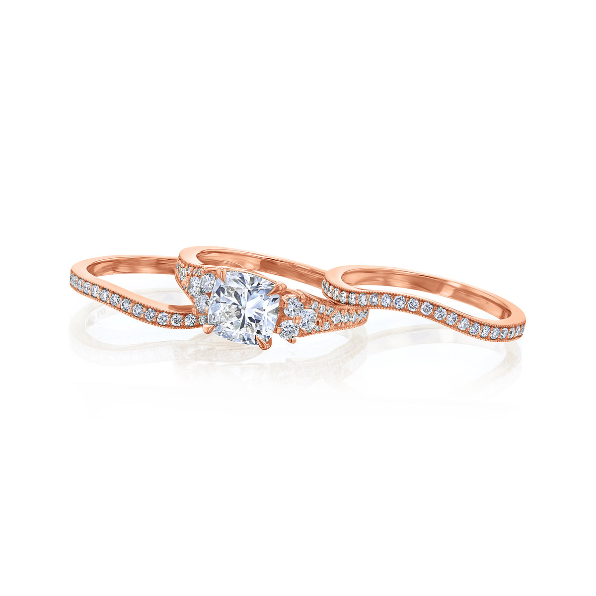 Lab Grown Diamond Side Cluster Grindelwald 3pc Bridal Set