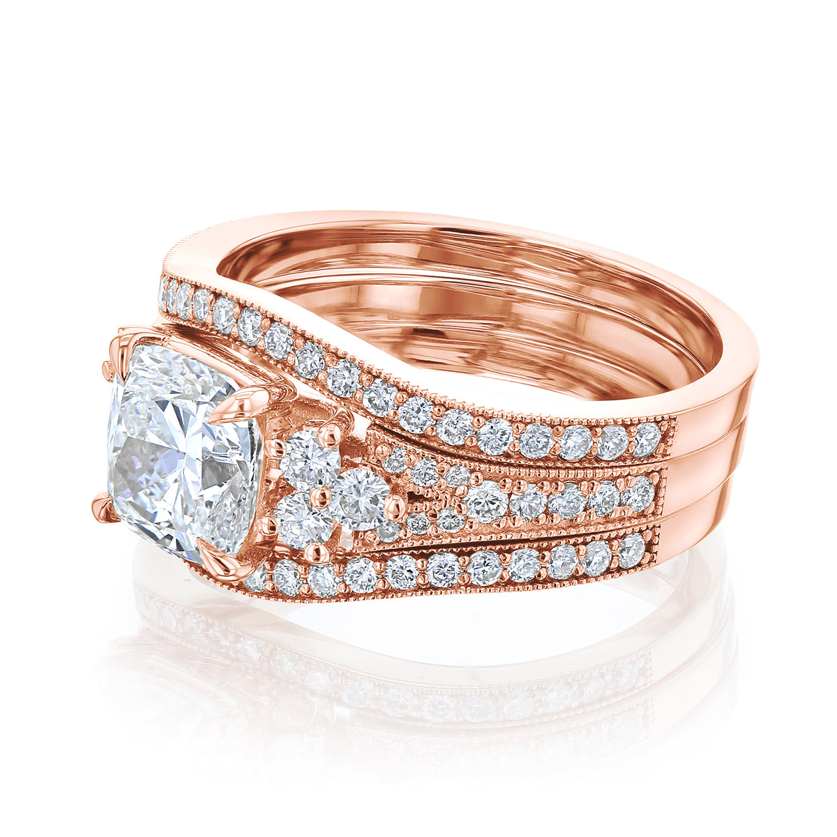 Lab Grown Diamond Side Cluster Grindelwald 3pc Bridal Set