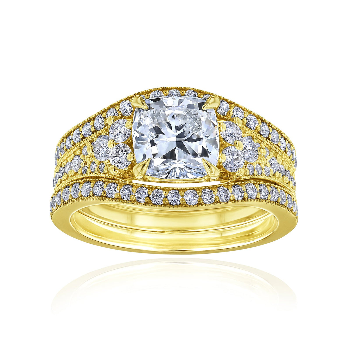 Lab Grown Diamond Side Cluster Grindelwald 3pc Bridal Set