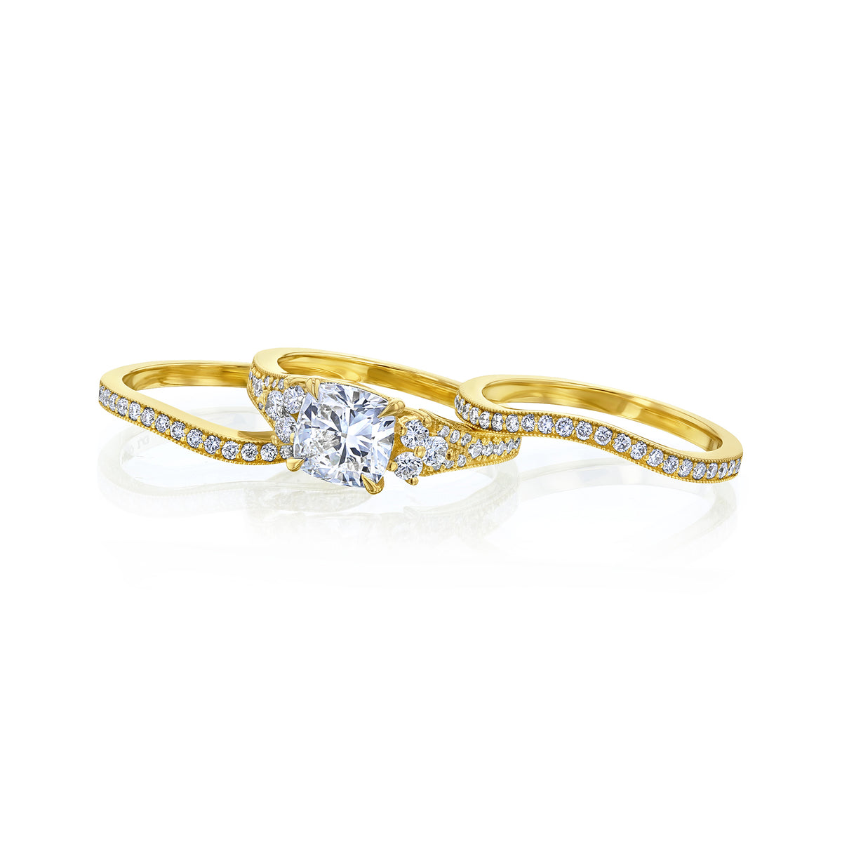 Lab Grown Diamond Side Cluster Grindelwald 3pc Bridal Set