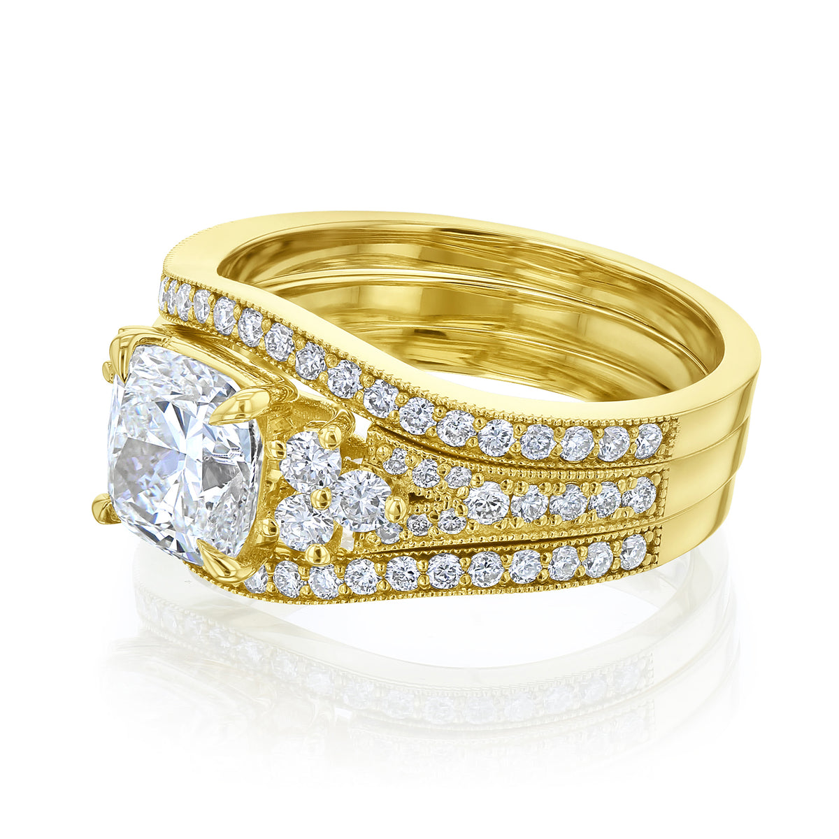 Lab Grown Diamond Side Cluster Grindelwald 3pc Bridal Set
