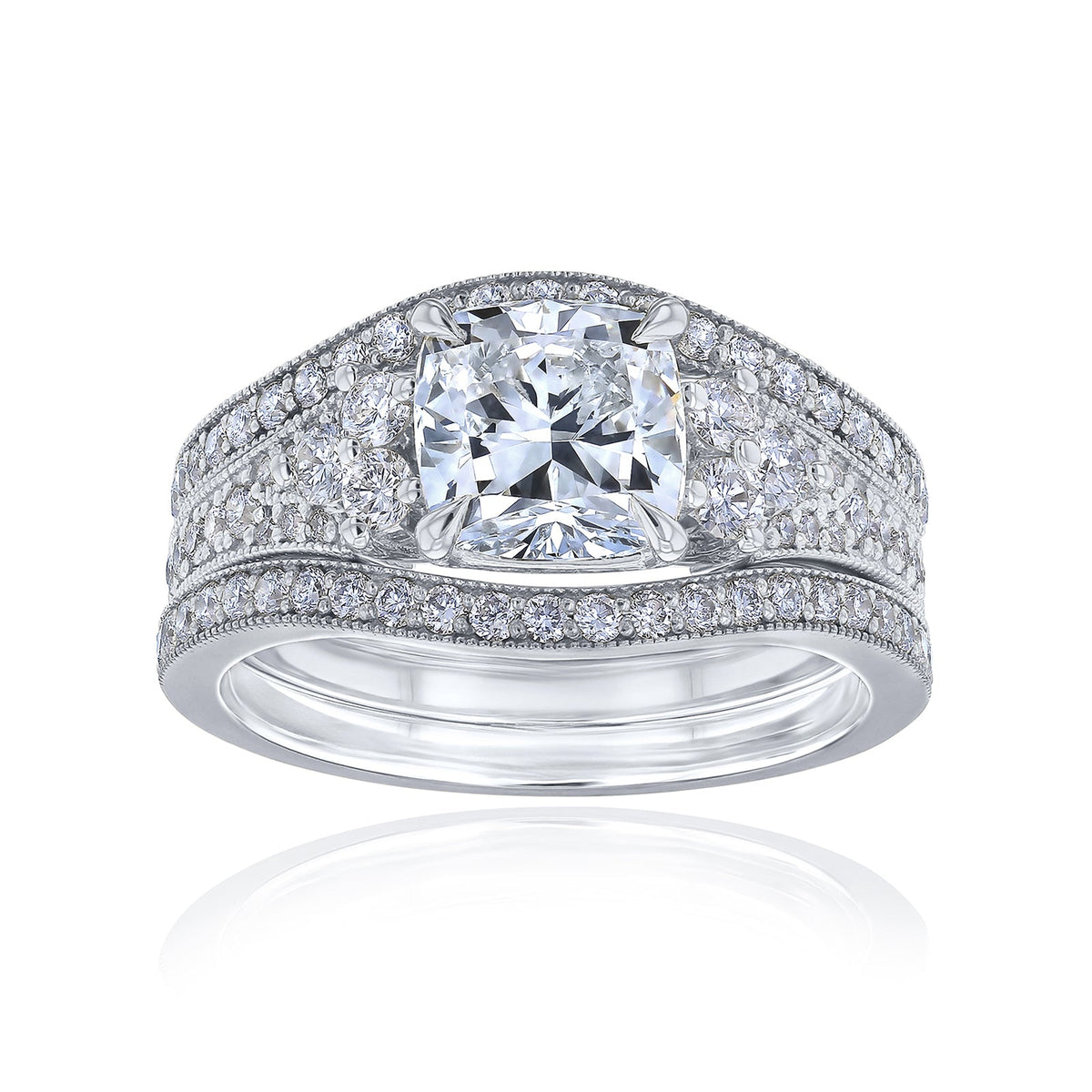 Lab Grown Diamond Side Cluster Grindelwald 3pc Bridal Set